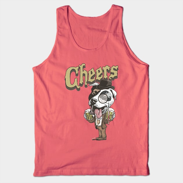 Cheers Craft Beer Retro Pitbull Tank Top by Mudge